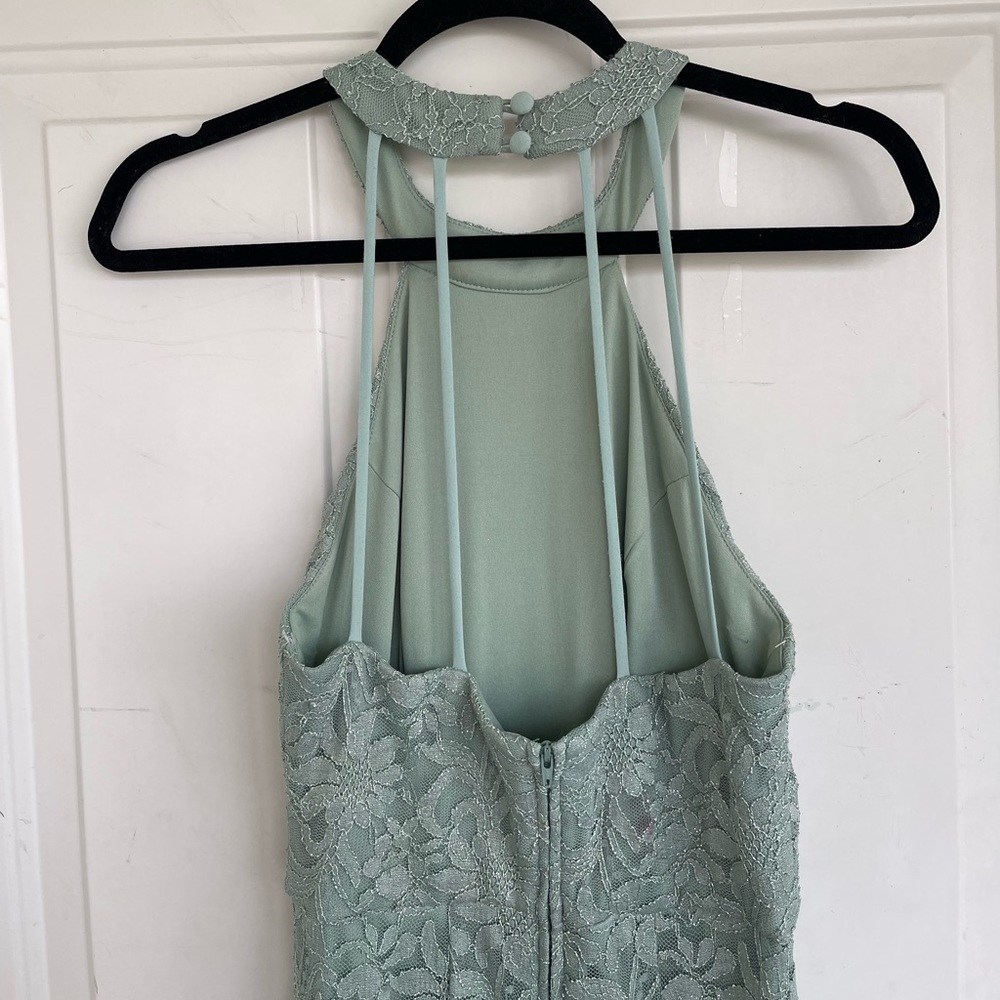 Beautiful sage sparkly lace maxi prom dress - Picture 11 of 16